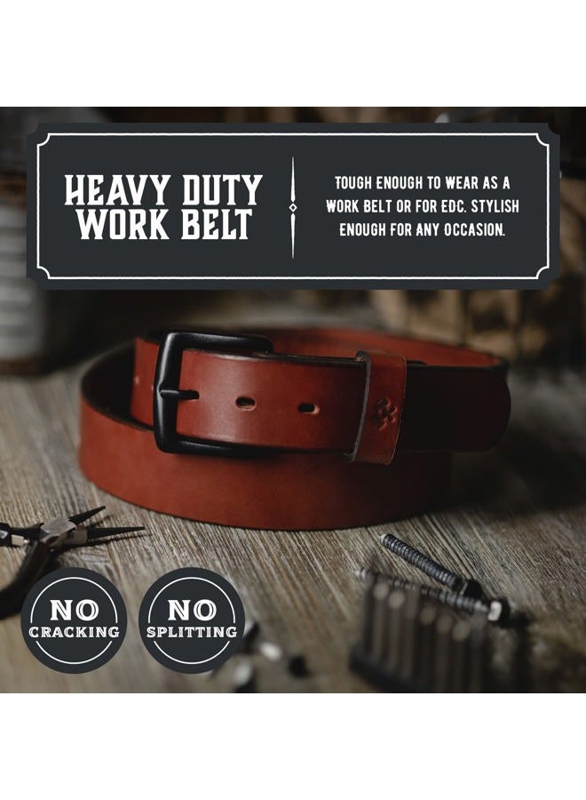 Main Street Forge All American Leather Belt | Made in USA | Men's Heavy Duty Work Belt | EDC Belt, Whiskey Barrel Brown, Pant Size 32 (Belt Size 34) - Image 2