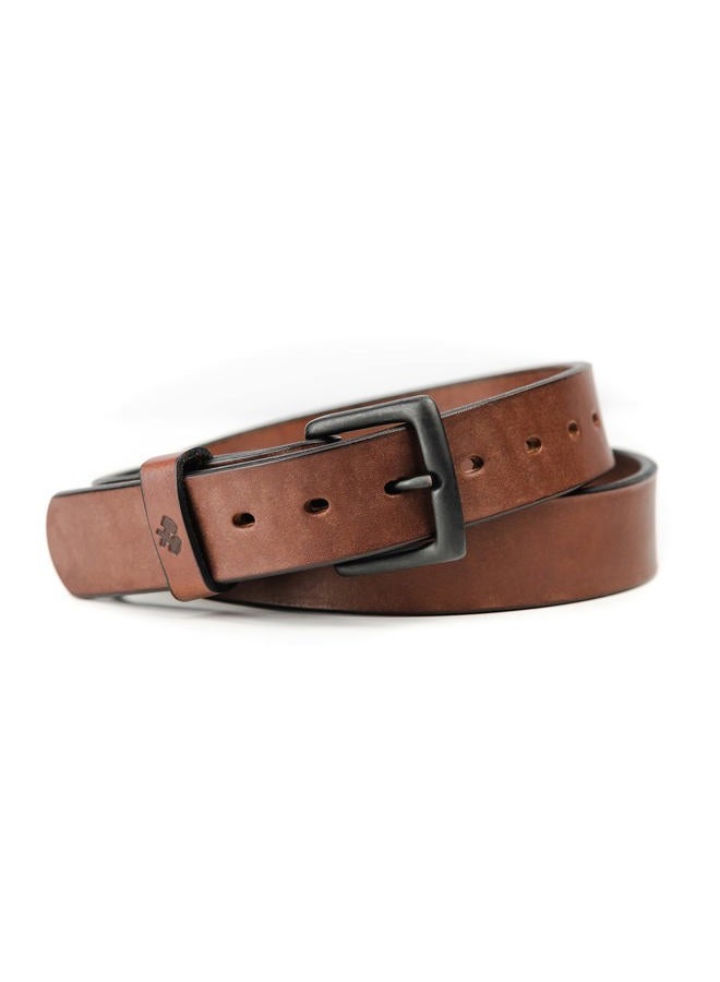 Main Street Forge All American Leather Belt | Made in USA | Men's Heavy Duty Work Belt | EDC Belt, Whiskey Barrel Brown, Pant Size 32 (Belt Size 34) - Image 1