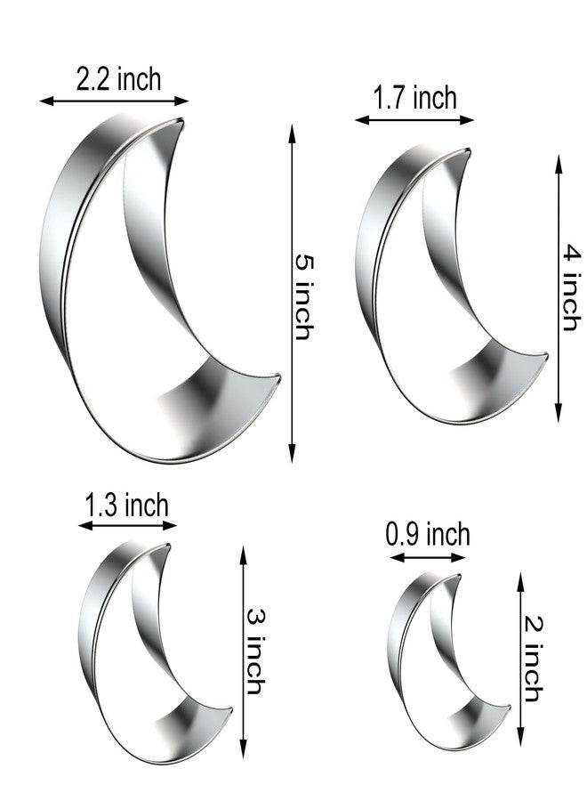 QAAQS Crescent Moon Cookie Cutter Set - 5 inch, 4 inch, 3 inch, 2 inch - 4 Piece New Moon Cookie Cutters Shapes Molds - Stainless Steel - Image 2