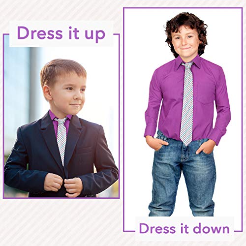 Alberto Danelli's Boys Long Sleeve Dress Shirt with Matching Tie and Handkerchief, 10/12, Violet - Image 5
