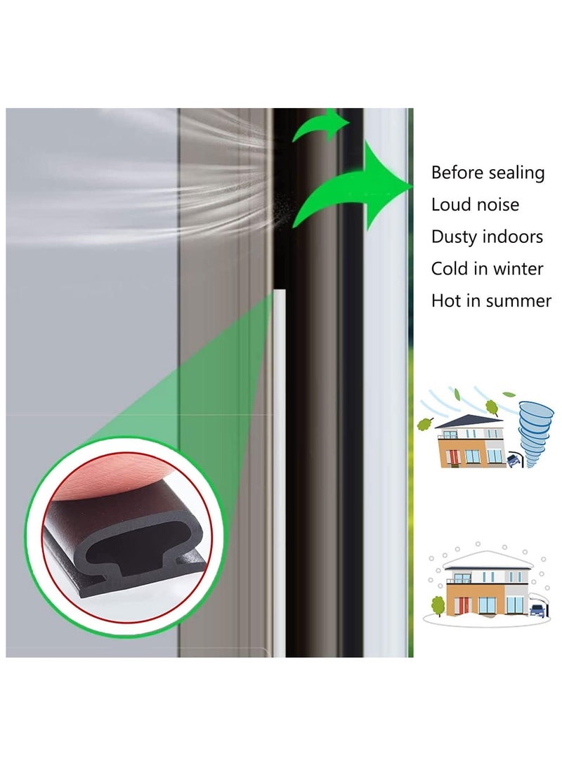 2PCS Black Rubber Weather Stripping Door Seal Strip,  Shape Door Rubber Weather Seal Strip, SelfAdhesive Door Weatherstripping Soundproofing Door Sealing Strip for Windows (23 feet, Black) - Image 3