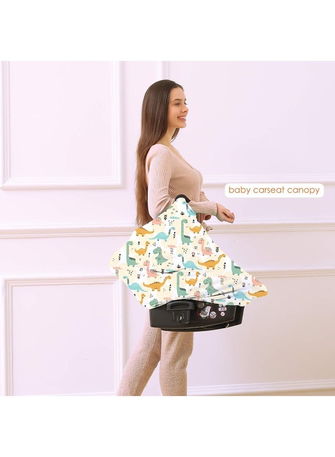 Hicoco Multi-use Carseat Covers Breastfeeding Cover - Car Seat Covers for Babies, Stretchy Carseat Canopy Cover, Boys and Girls Shower Gifts (Colours Dinosaur) - Image 4