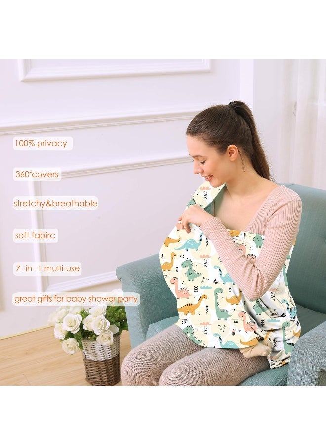 Hicoco Multi-use Carseat Covers Breastfeeding Cover - Car Seat Covers for Babies, Stretchy Carseat Canopy Cover, Boys and Girls Shower Gifts (Colours Dinosaur) - Image 2