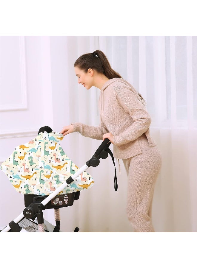 Hicoco Multi-use Carseat Covers Breastfeeding Cover - Car Seat Covers for Babies, Stretchy Carseat Canopy Cover, Boys and Girls Shower Gifts (Colours Dinosaur) - Image 5
