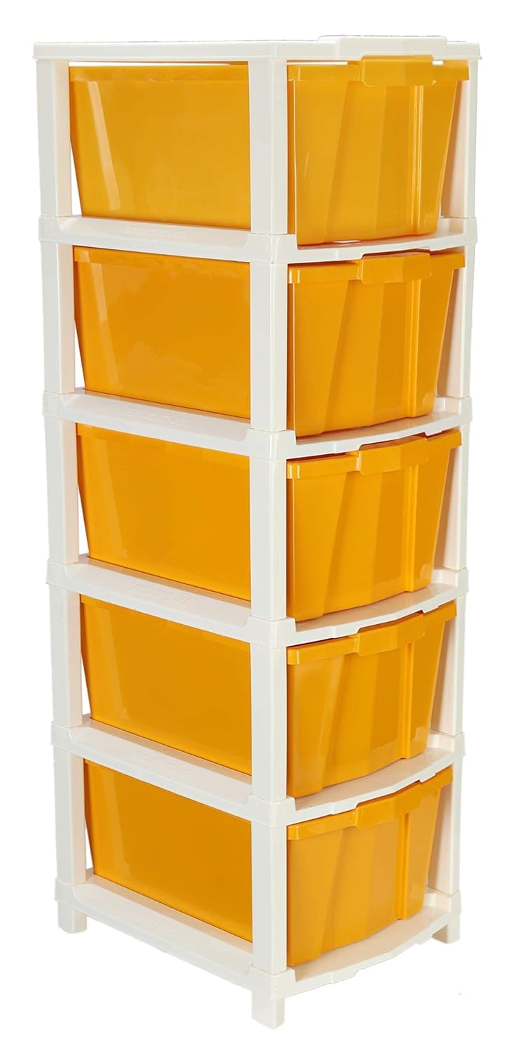 ENNCOZY ENNCOZY Multipurpose Drawer Plastic Modular Chest Storage Organizer Home Office Parlor School Doctors Home and Kids 5 LAYER ORANGE  - Image 3