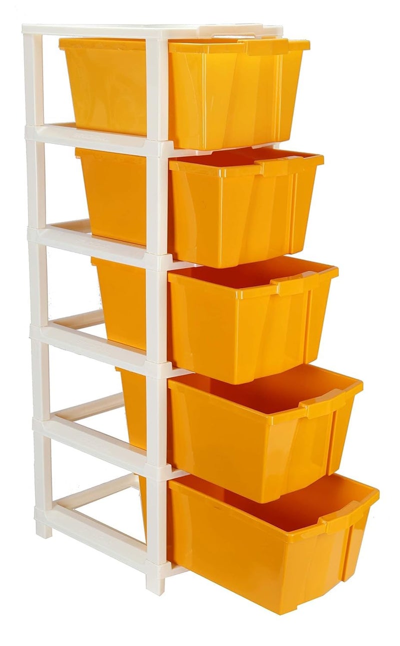 ENNCOZY ENNCOZY Multipurpose Drawer Plastic Modular Chest Storage Organizer Home Office Parlor School Doctors Home and Kids 5 LAYER ORANGE  - Image 1