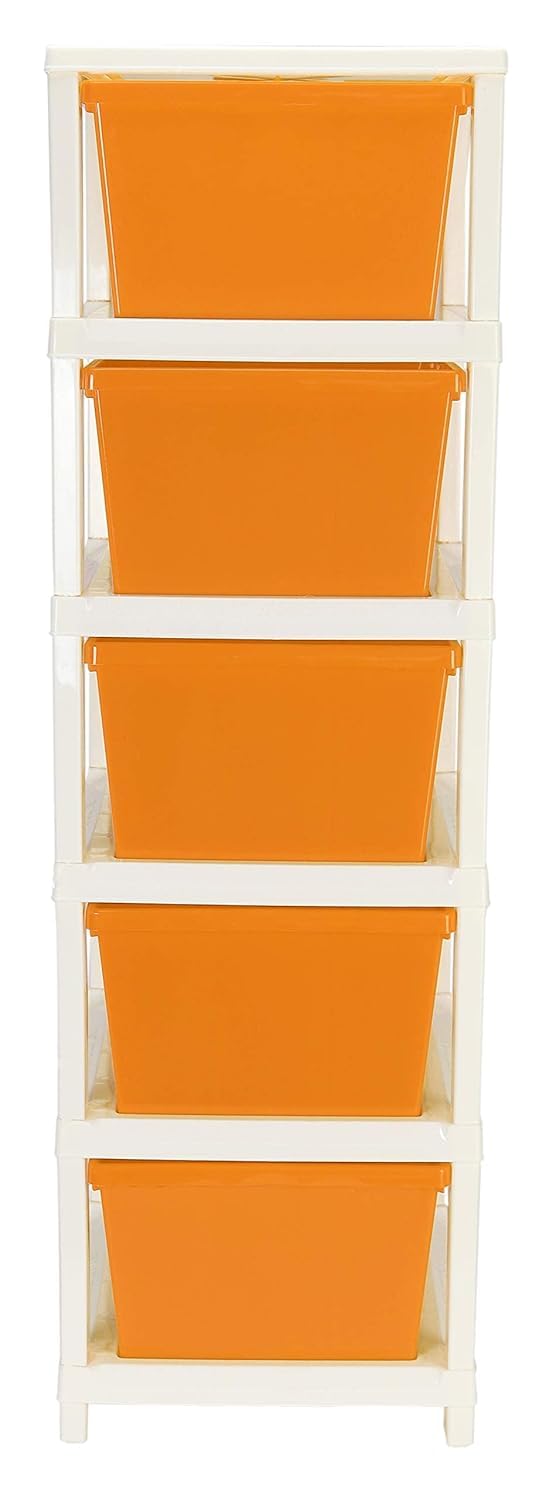 ENNCOZY ENNCOZY Multipurpose Drawer Plastic Modular Chest Storage Organizer Home Office Parlor School Doctors Home and Kids 5 LAYER ORANGE  - Image 5