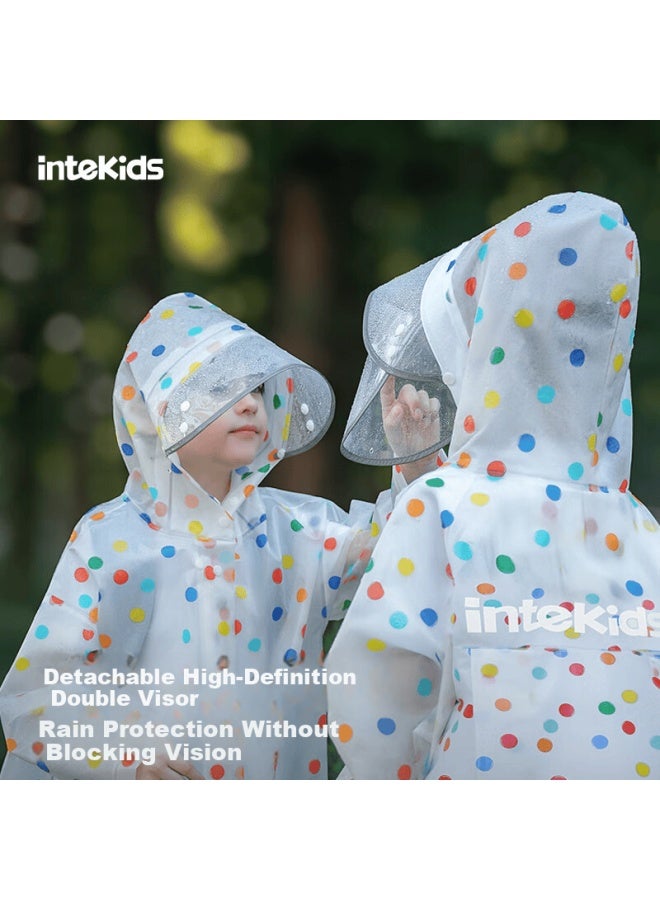 Tiantianzai Children's Raincoat For Primary And Middle School Students With Backpack Cover Polka Dot Art 4XL - Image 4