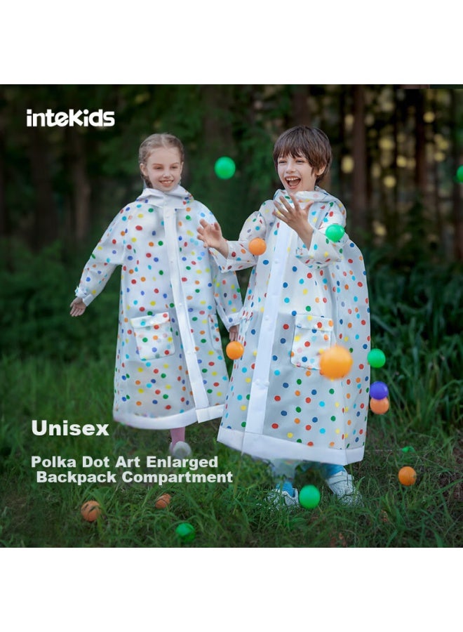 Tiantianzai Children's Raincoat For Primary And Middle School Students With Backpack Cover Polka Dot Art 4XL - Image 1