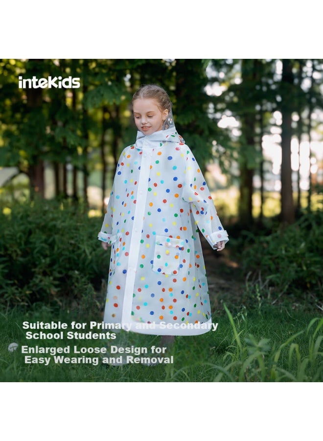 Tiantianzai Children's Raincoat For Primary And Middle School Students With Backpack Cover Polka Dot Art 4XL - Image 2