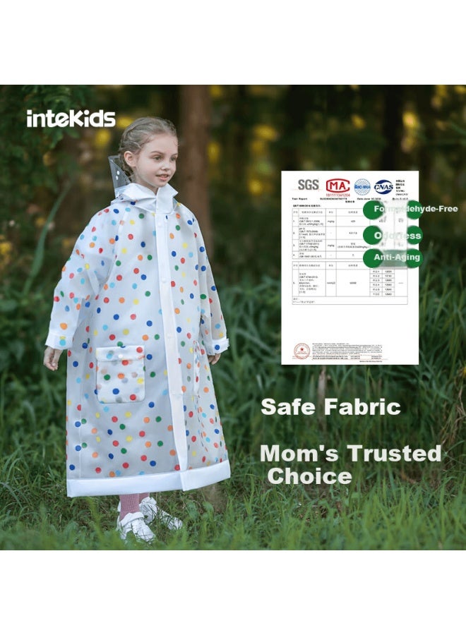 Tiantianzai Children's Raincoat For Primary And Middle School Students With Backpack Cover Polka Dot Art 4XL - Image 5