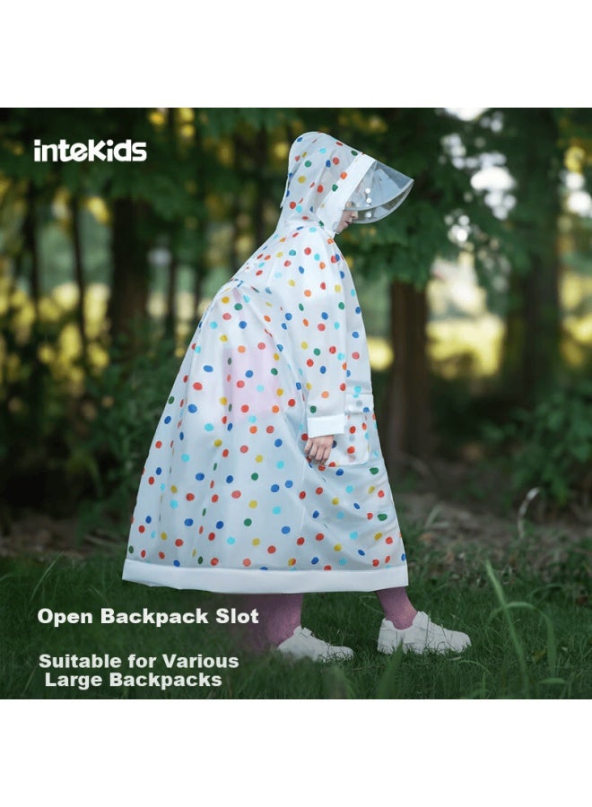 Tiantianzai Children's Raincoat For Primary And Middle School Students With Backpack Cover Polka Dot Art 4XL - Image 3