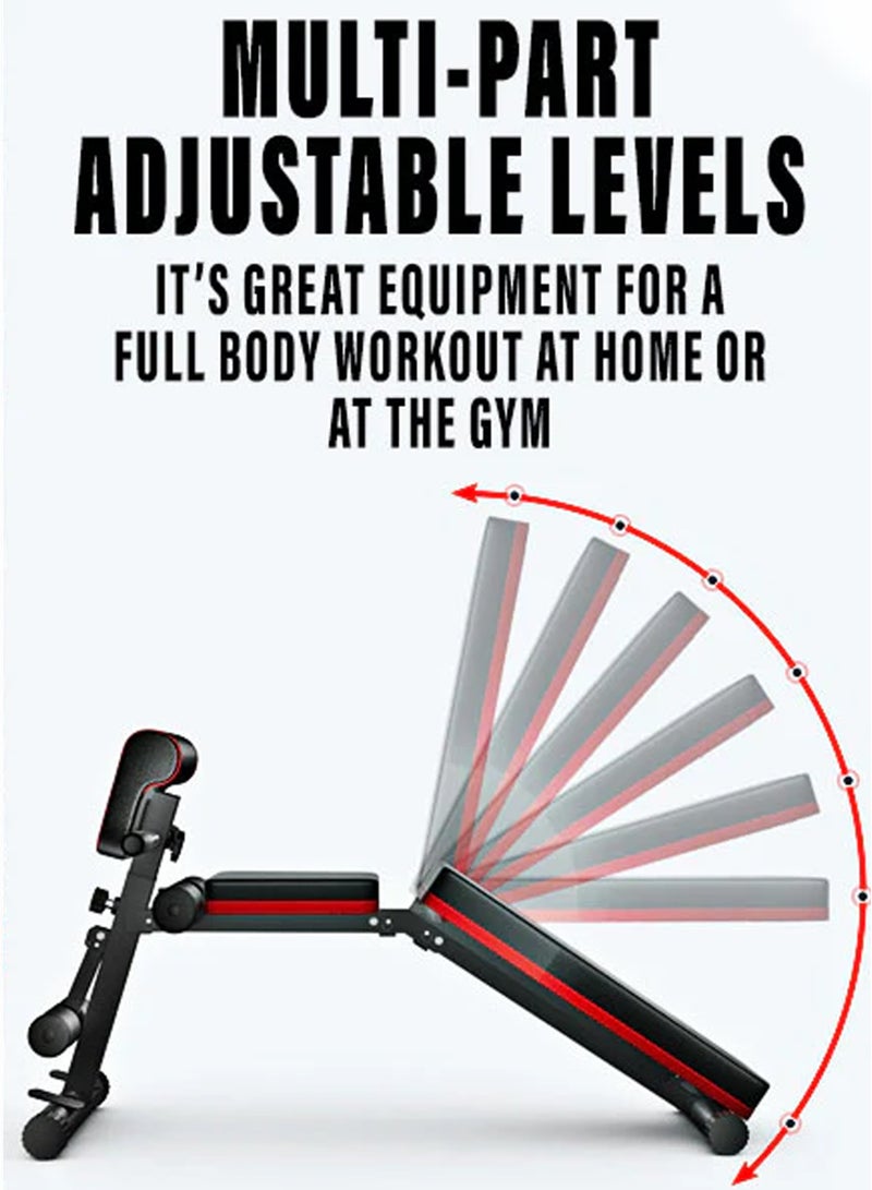 Toshionics Adjustable 6 in 1 Multifunctional Weight Bench with Preacher Curl Pad, 2 Resistance Bands, Leg Developer & 7 Backrest Positions Heavy-Duty Foldable Strength Training Bench for Full Body Fitness Workout, 300KG Capacity, Home Gym Dumbbell Exercise Strength Training Equipment For Men and Women Bench Press Sit Up Flat Incline Decline Chair Abs Motion Assist Abdominal  - Image 5
