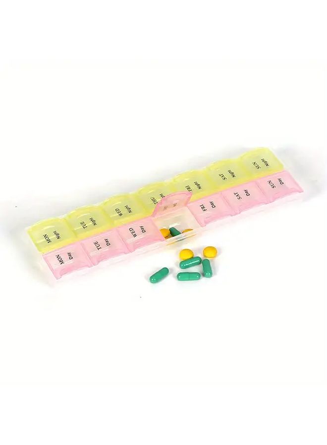 Pink And Blue 14 Compartment Weekly Pill Organizer With Locking Lid - Image 2