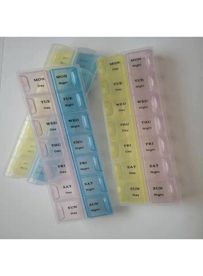 Pink And Blue 14 Compartment Weekly Pill Organizer With Locking Lid - Image 4