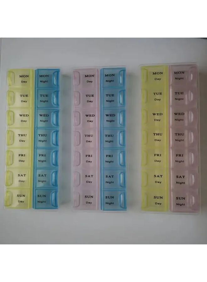 Pink And Blue 14 Compartment Weekly Pill Organizer With Locking Lid - Image 3