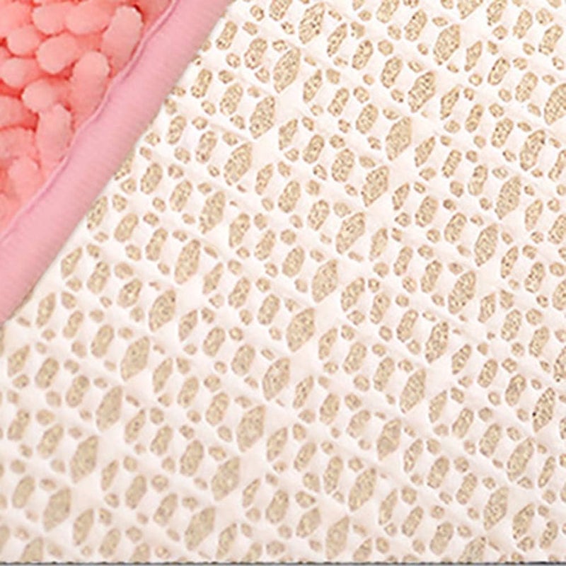 vctops Heart Shaped Chenille Bath Rugs Extra Soft and Absorbent Shaggy Rugs Non-Slip Washable Plush Carpet for Tub Bathroom Shower Mat Pink 28"x31" - Image 3