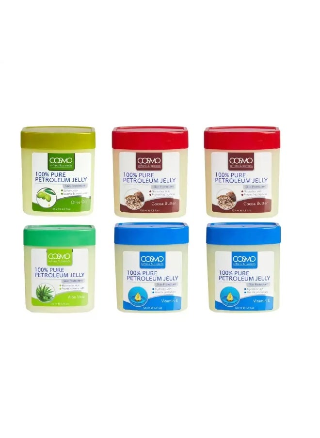 COSMO Cosmo Pure Petroleum Jelly For Moisturised Skin In Assorted Fragrance- 6X50gms 