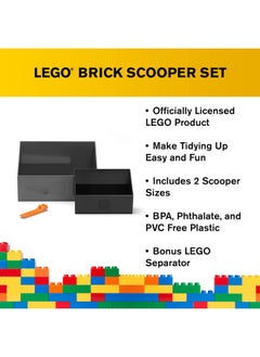 Room Copenhagen Room Copenhagen LEGO Brick Scooper Set - Easy Clean Up for Building Blocks and Other Toys - 1 Large Dark Stone Gray Scoop 7.63 x 5.19in and 1 Small Black Scoop 5.07 x 3.46in - Includes Brick Separator  - Image 3