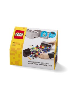 Room Copenhagen Room Copenhagen LEGO Brick Scooper Set - Easy Clean Up for Building Blocks and Other Toys - 1 Large Dark Stone Gray Scoop 7.63 x 5.19in and 1 Small Black Scoop 5.07 x 3.46in - Includes Brick Separator  - Image 2