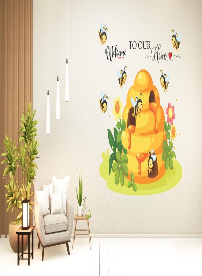 WALLBOOK Set of 2 Wall Stickers Hanging Lamp | Welcome Honey Bee for Home, Hall, Bedroom, Livingroom & Kitchen - Image 2