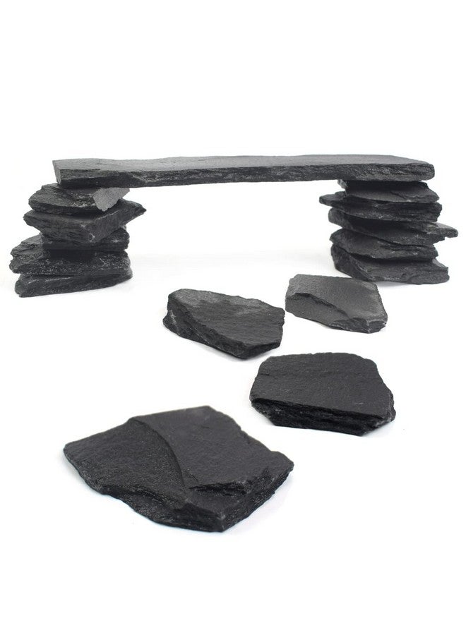 بلو هاند كارت صخور حجر الأردواز الطبيعي من Blue Handcart، مزيج من الأحجار من 2 إلى 3 بوصات وقطعة واحدة حوالي 8 بوصات - لأحواض السمك والحدائق الزجاجية، وتصميم الأحواض المائية (3 أرطال) - Image 1