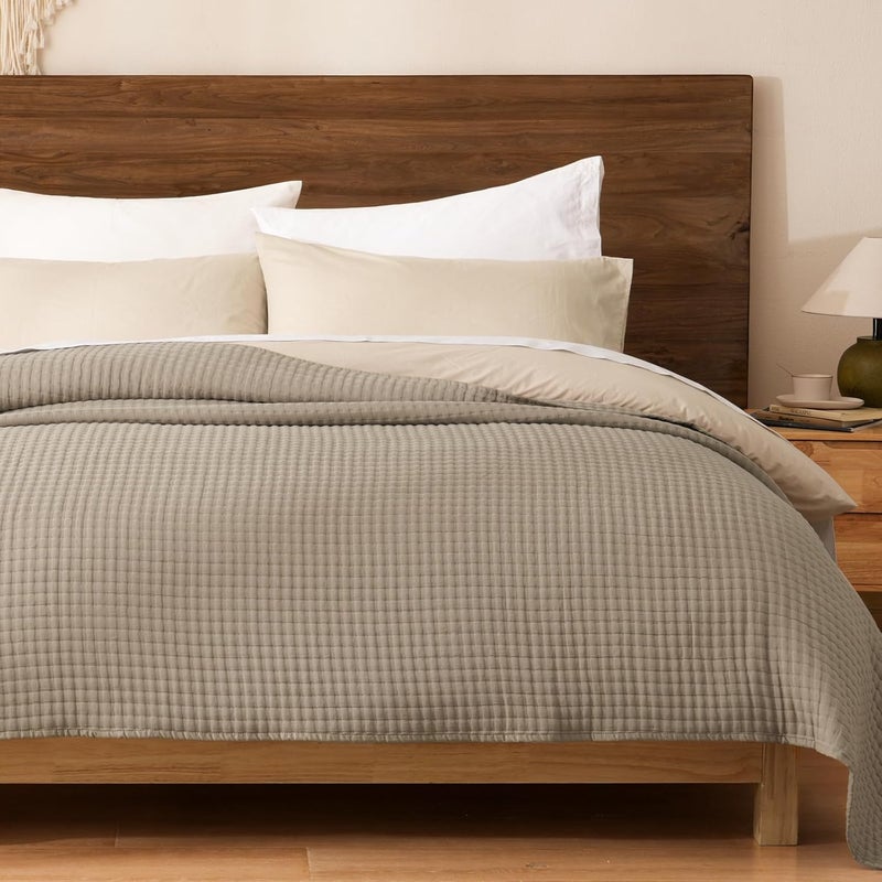 PHF Muslin Blanket King Size-Ultra Soft 50% Lyocell & 50% Cotton Blanket, Lightweight Breathable and Moisture Absorption Bedding, Cozy Woven Decor for All Season, 104"x90", Sand - Image 1