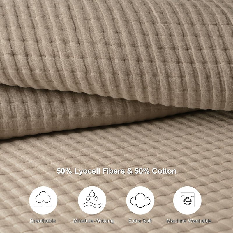 PHF Muslin Blanket King Size-Ultra Soft 50% Lyocell & 50% Cotton Blanket, Lightweight Breathable and Moisture Absorption Bedding, Cozy Woven Decor for All Season, 104"x90", Sand - Image 4