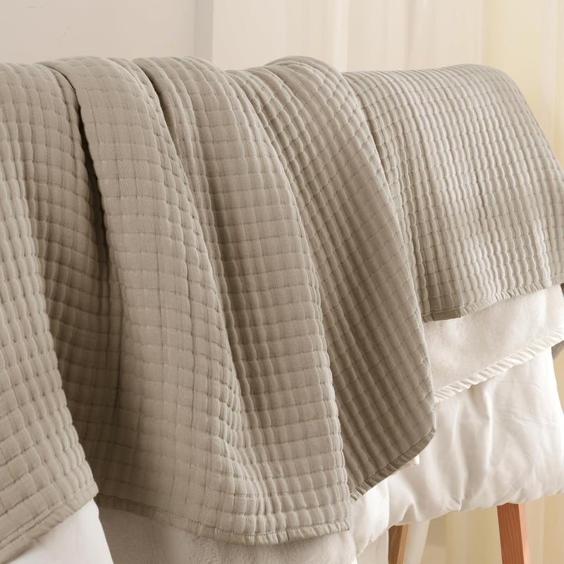 PHF Muslin Blanket King Size-Ultra Soft 50% Lyocell & 50% Cotton Blanket, Lightweight Breathable and Moisture Absorption Bedding, Cozy Woven Decor for All Season, 104"x90", Sand - Image 5