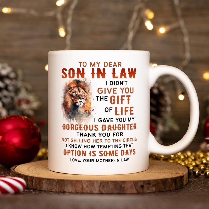 Fatbaby To My Son-in-law Coffee Mug Gifts from Mother-in-law, Birthday Christmas Fatherâ€™s Day Gifts for Son In Law from Mother In Law Tea Cup 11oz - Image 2