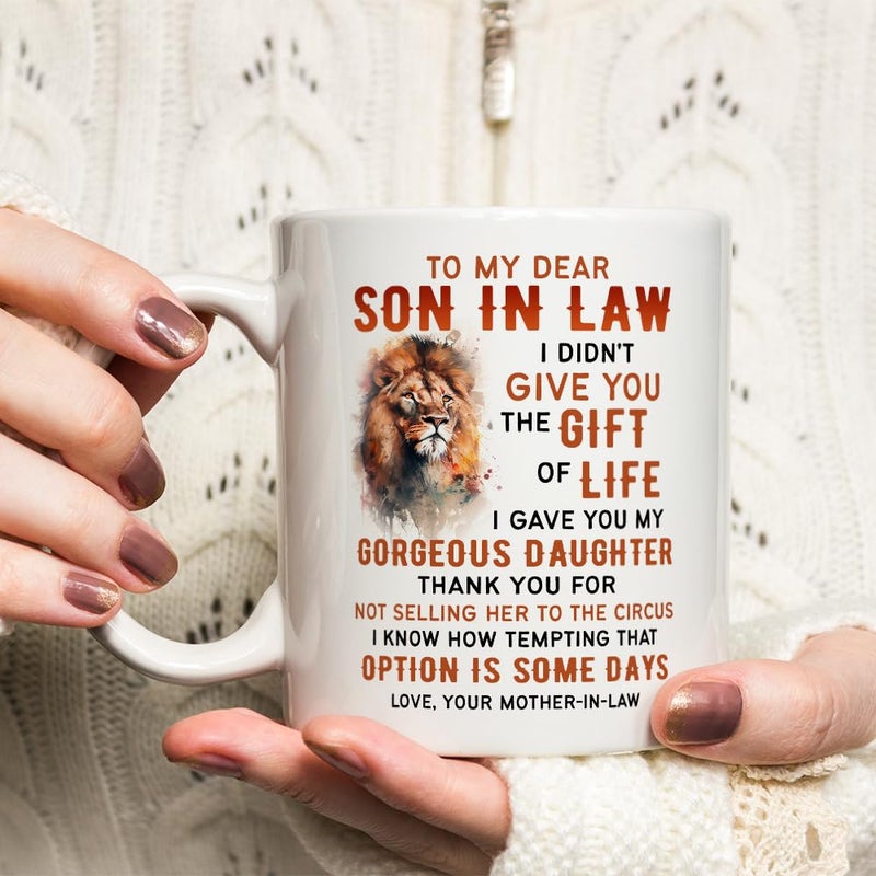 Fatbaby To My Son-in-law Coffee Mug Gifts from Mother-in-law, Birthday Christmas Fatherâ€™s Day Gifts for Son In Law from Mother In Law Tea Cup 11oz - Image 4
