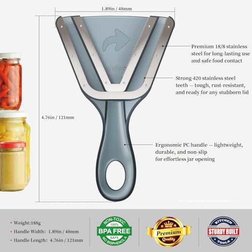 Cowbright Jar Opener for Weak Hands & Seniors with Arthritis – Easy Twist-Off Lid & Bottle Opener – Ergonomic Non-Slip Handle, Unique Kitchen Gadget & Ideal Christmas Gift for Elderly, Women & Men (Gray) - Image 5