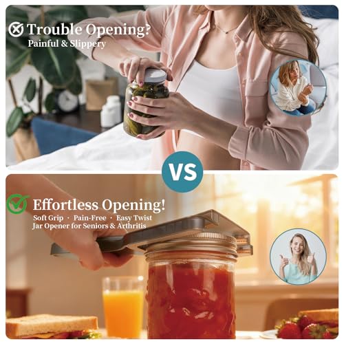 Cowbright Jar Opener for Weak Hands & Seniors with Arthritis – Easy Twist-Off Lid & Bottle Opener – Ergonomic Non-Slip Handle, Unique Kitchen Gadget & Ideal Christmas Gift for Elderly, Women & Men (Gray) - Image 2