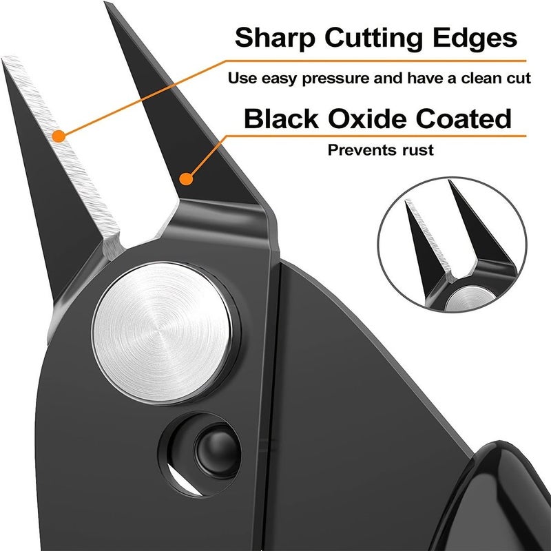 5 Inch Micro Flush Cutter Black Handles Jewelry Electronics Wire Cutter 1pc - Image 4