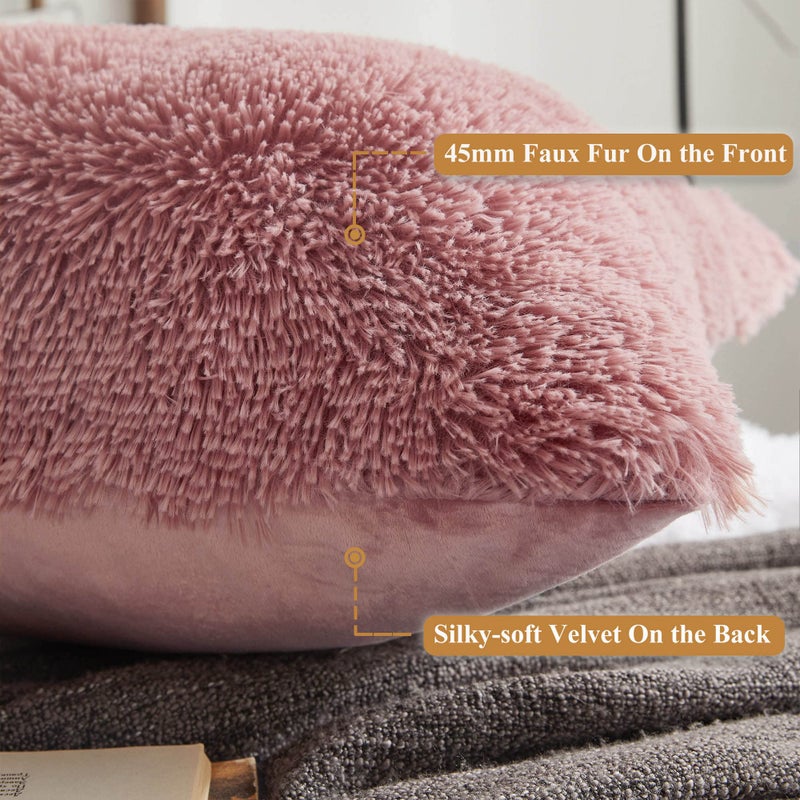 XeGe Soft Plush Body Pillow Cover  20x54 Big Fluffy Body Pillowcase  Boho Faux Fur Fuzzy Long Decorative Pillow Sham for Bedroom Sofa Couch  Solid Shaggy Throw Bed Pillow Case Old Pink - Image 4