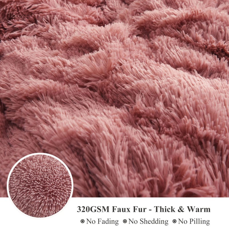 XeGe Soft Plush Body Pillow Cover  20x54 Big Fluffy Body Pillowcase  Boho Faux Fur Fuzzy Long Decorative Pillow Sham for Bedroom Sofa Couch  Solid Shaggy Throw Bed Pillow Case Old Pink - Image 5