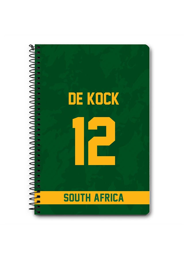 Stylizedd Designer A5 Spiral Notebook Memo Notepad Journal Player - Quinton de Kock, Jersey Number -12 - Image 1