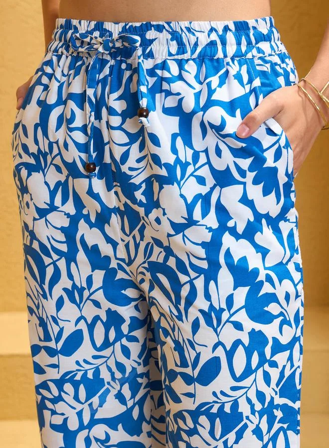 SASSAFRAS Sassafras Blue Poplin Floral Shirt and Pants Co-Ords