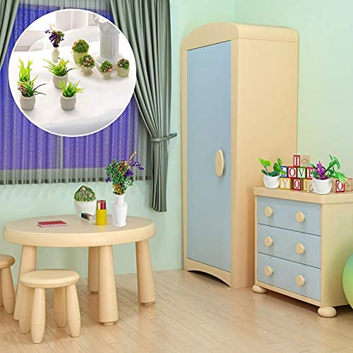 Chuangdi 12 Pieces Miniature Dollhouse Plant Flowers Mini Potted Plant Artificial Tiny Greenery Ornament Miniature Hanging Potted Faux Flower Model Dollhouse Decoration, 6 Types - Image 5