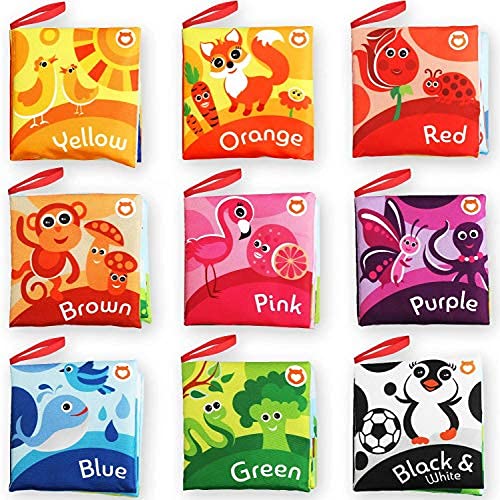 BabyBibi Cloth Books for Babies Set of 9  Color Recognition Series Soft Books for Babies Touch and Feel Crinkle Paper Baby Learning ToysEducational Toys for 3 Months to 4 Years Old - Image 1