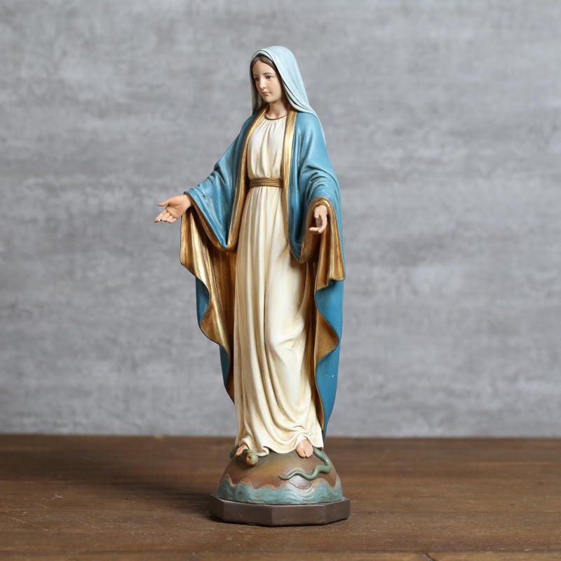BC BUILDCLASSIC BC Catholic Our Lady of Grace Statue, 13.5" H Blessed Holy Mother Virgin Mary Figure for Altar, Religious Gift to Mom, Devout Home Decor, Hand Painted by Buildclassic - Image 3