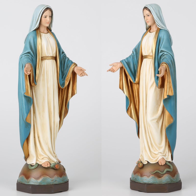 BC BUILDCLASSIC BC Catholic Our Lady of Grace Statue, 13.5" H Blessed Holy Mother Virgin Mary Figure for Altar, Religious Gift to Mom, Devout Home Decor, Hand Painted by Buildclassic - Image 5