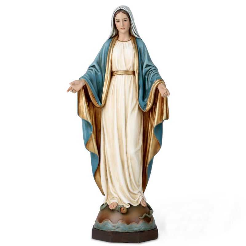 BC BUILDCLASSIC BC Catholic Our Lady of Grace Statue, 13.5" H Blessed Holy Mother Virgin Mary Figure for Altar, Religious Gift to Mom, Devout Home Decor, Hand Painted by Buildclassic - Image 1