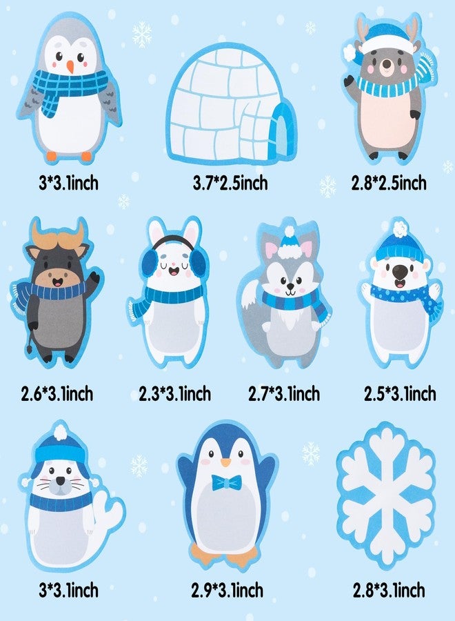 ANGOLIO Polar Animals Sticky Notes - 30Pcs Winter Cute Arctic Animals Self-Stick Notes Pads Penguin Bear Theme Memo Pads for Journaling Office Supplies, Winter Christmas Gift Motivational Notepads - Image 2