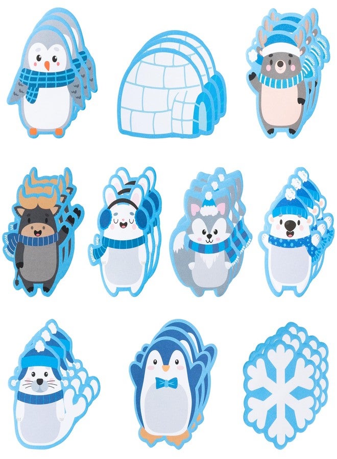 ANGOLIO Polar Animals Sticky Notes - 30Pcs Winter Cute Arctic Animals Self-Stick Notes Pads Penguin Bear Theme Memo Pads for Journaling Office Supplies, Winter Christmas Gift Motivational Notepads - Image 1