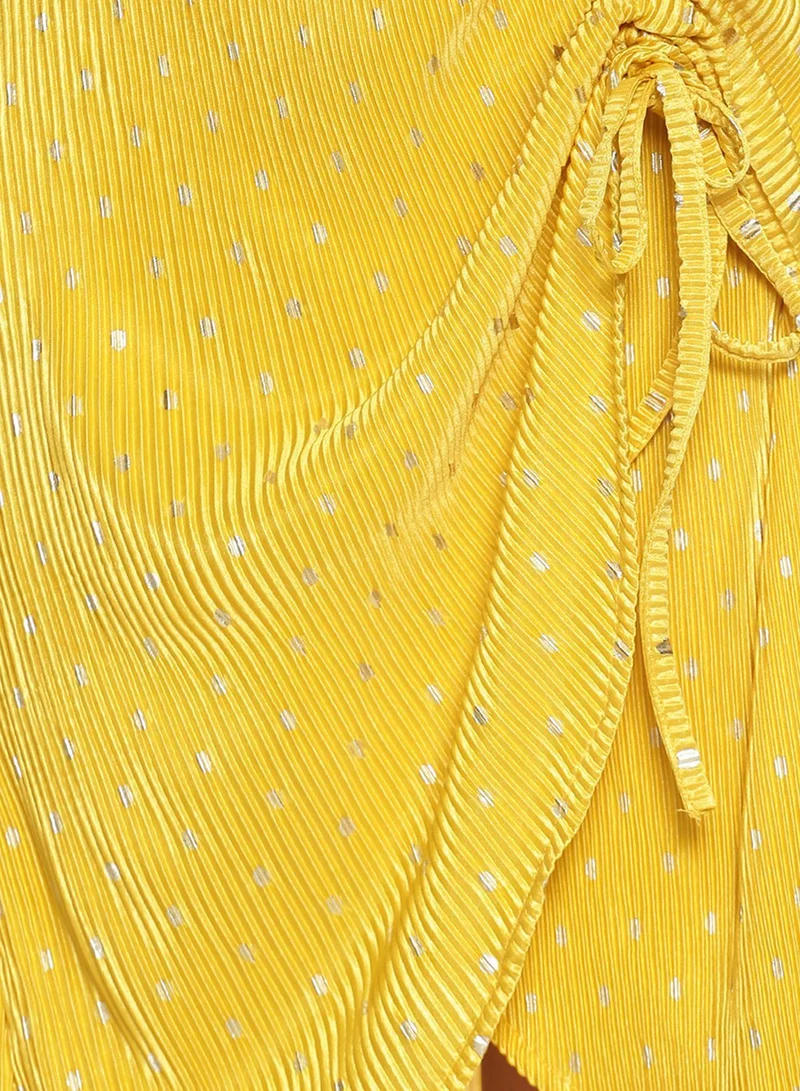 PINACOLADA  Women's Sunrise Yellow Metallic Polka Dot Midi Dress for Women | Best Price UAE