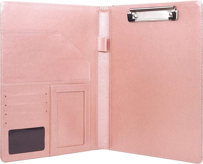 WAVEYU Padfolio/Resume Portfolio Folder Glitter Pink for Women, Cute Pink Padfolio Cover Folder, Conference/Legal Document Organizer with Letter/A4 Size Clipboard, Document Sleeve - Image 5