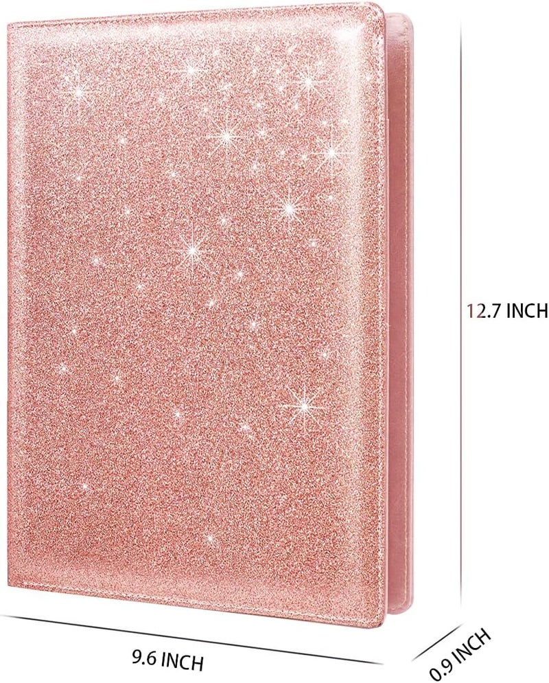 WAVEYU Padfolio/Resume Portfolio Folder Glitter Pink for Women, Cute Pink Padfolio Cover Folder, Conference/Legal Document Organizer with Letter/A4 Size Clipboard, Document Sleeve - Image 4