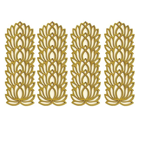 Sanvatsar Home White Golden Lotus 4 Inch Set of 24 Wooden Cutout DIY Rangoli Kit | Decorations for Diwali, Dusshera Wedding Rangoli, Pooja, Decorations, Festival Gift (Cream24) - Image 3