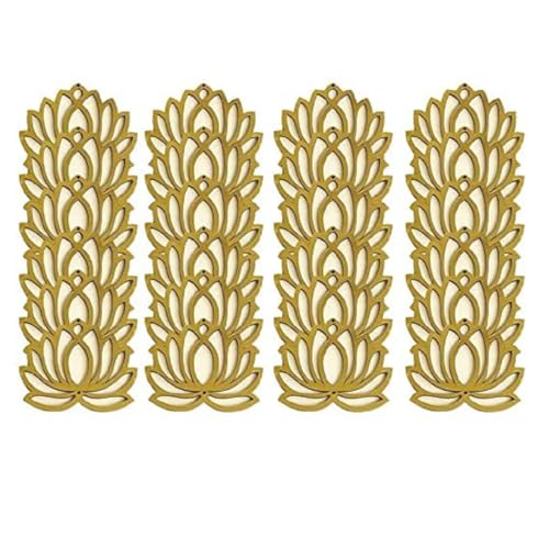 Sanvatsar Home White Golden Lotus 4 Inch Set of 24 Wooden Cutout DIY Rangoli Kit | Decorations for Diwali, Dusshera Wedding Rangoli, Pooja, Decorations, Festival Gift (Cream24) - Image 1